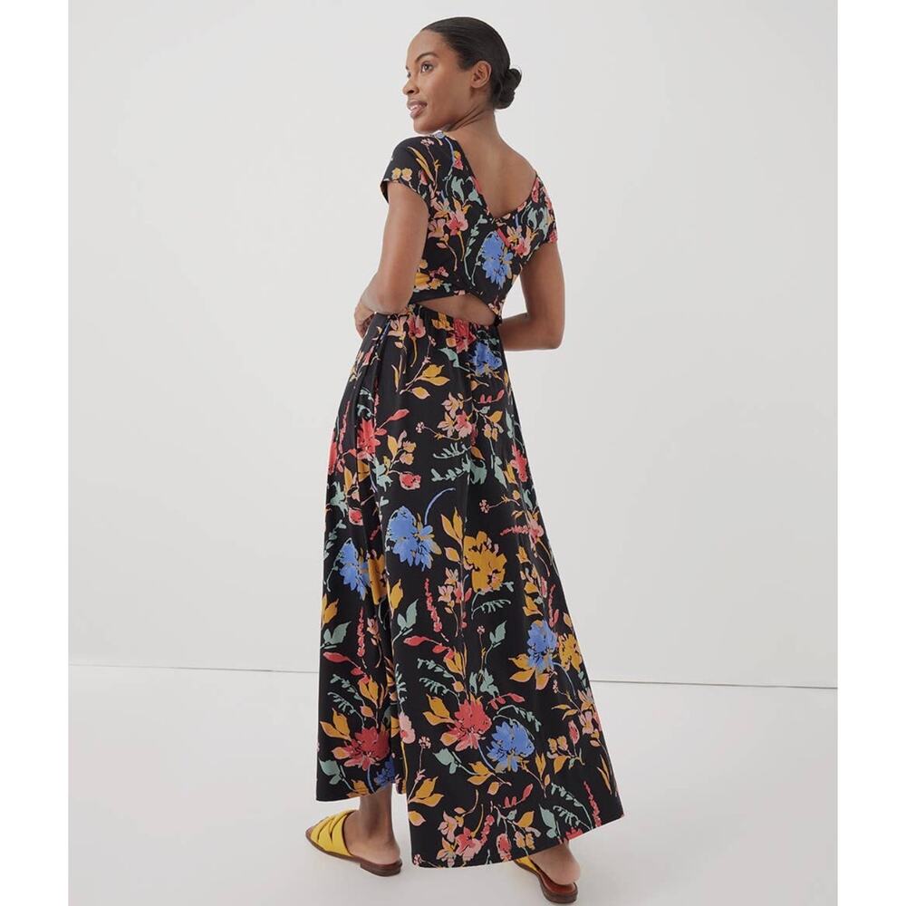 Pact Fit & Flare Crossback Maxi Dress nightfall blooms - organic cotton size M